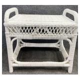 White Wicker Stool/Ottoman