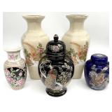 5 Vintage Japanese Porcelain Vases & Urns