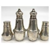 4 Sterling Silver Salt & Pepper Shakers, Glass