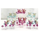21pc Art Glass Fairies on Mushroom Figurines
