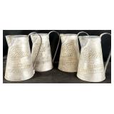 4 Farmhouse Galvanized Metal Pitchers
