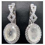 Sterling Silver Moonstone & CZ Earrings