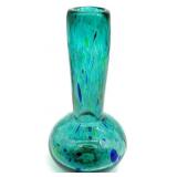 Turquoise Teal Hand Blown Art Glass Vase