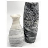 2 Vintage Carved Marble Vases