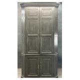 Antique Paint Finished Raised Panel Corner Cabinet