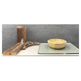 Travertine Vessel, Glass & Wood Bathroom Sink