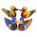 4 Vintage Painted Carved Wood Ducks
