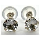 14K Gold White Sapphire Stud Earrings
