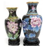 2 Vintage Chinese Cloisonne Vases on Stands