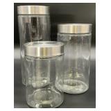 3 Metal Top Glass Storage Containers