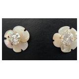 14K Gold & Diamond Flower Earrings