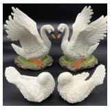 4pc Swan & Dove Figurines