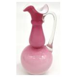 Vintage Pink & White Cased Opaline Glass Ewer