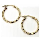 14K Gold Twisted Hoop Earrings