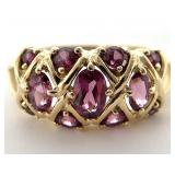 14K Gold Rhodolite Garnet Gemstone Ring, Sz 10