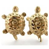 14K Gold Turtle Earrings