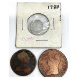 3 1775-1800 Bronze, Copper, Silver Coins
