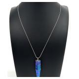 Sterling & Rainbow Titanium Aura Quartz Necklace