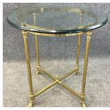 Brass & Glass Hoof Foot End Table