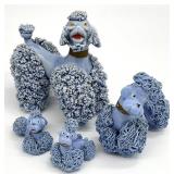 4 Vintage Blue Porcelain Spaghetti Poodles