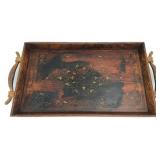 19th C Hoshiarpur Brass Inlaid Tray