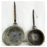 2 Antique Hand Wrought Copper Egg Poachers Pans
