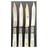 4 Sterling Silver Band Mother of Pearl Knives