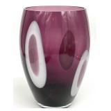 Sasaki Hand Blown Art Glass Crystal Amethyst Vase