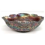 Dugan Wreathed Cherry Carnival Glass Bowl