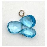 10K Gold & Blue Topaz Pendant