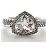 Sterling Silver White Topaz Ring, Sz 6.5