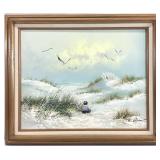Coastal Seascape w/ Little Boy Canvas Painting