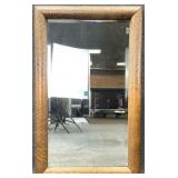Antique Tiger Oak Wooden Beveled Wall Mirror