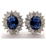 Sterling Silver, Blue Stone & CZ Earrings