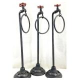 3 Vintage Cast Iron Water Spigot Hand Towel Stands