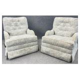 Pair Tufted Swivel Rocking Chairs