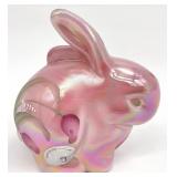 Fenton Rosalene Chubby Bunny Art Glass Figurine