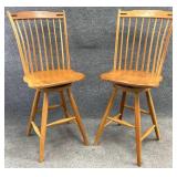 Pair Tom Seely Cherry Counter Stools