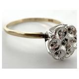 10K Gold & Diamond Tall Cluster Ring, Sz 5.5