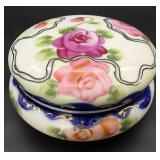 Japanese Hand Painted Porcelain Vanity Jar