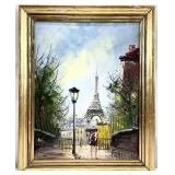 Original Parisian Street Scene Oil Painting,