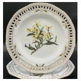 2 Chelsea House Botanical Pierced Rim Plates