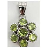Sterling Silver & Peridot Flower Pendant