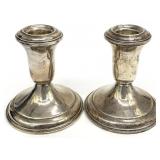 Pair Sterling Silver Weighted Candlesticks