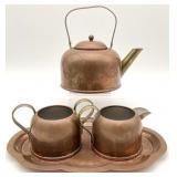 4pc Vintage Copper Tea Set