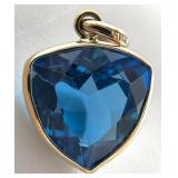 10K Gold Blue Topaz Pendant