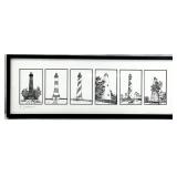 Signed North Carolina Lighthouses Framed Art Print