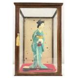 Vintage Japanese Nishi Doll in Glass Case