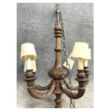 Ornate Oak 5 Arm Chandelier