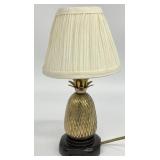 Small Brass Pineapple Lamp on Wooden Base
